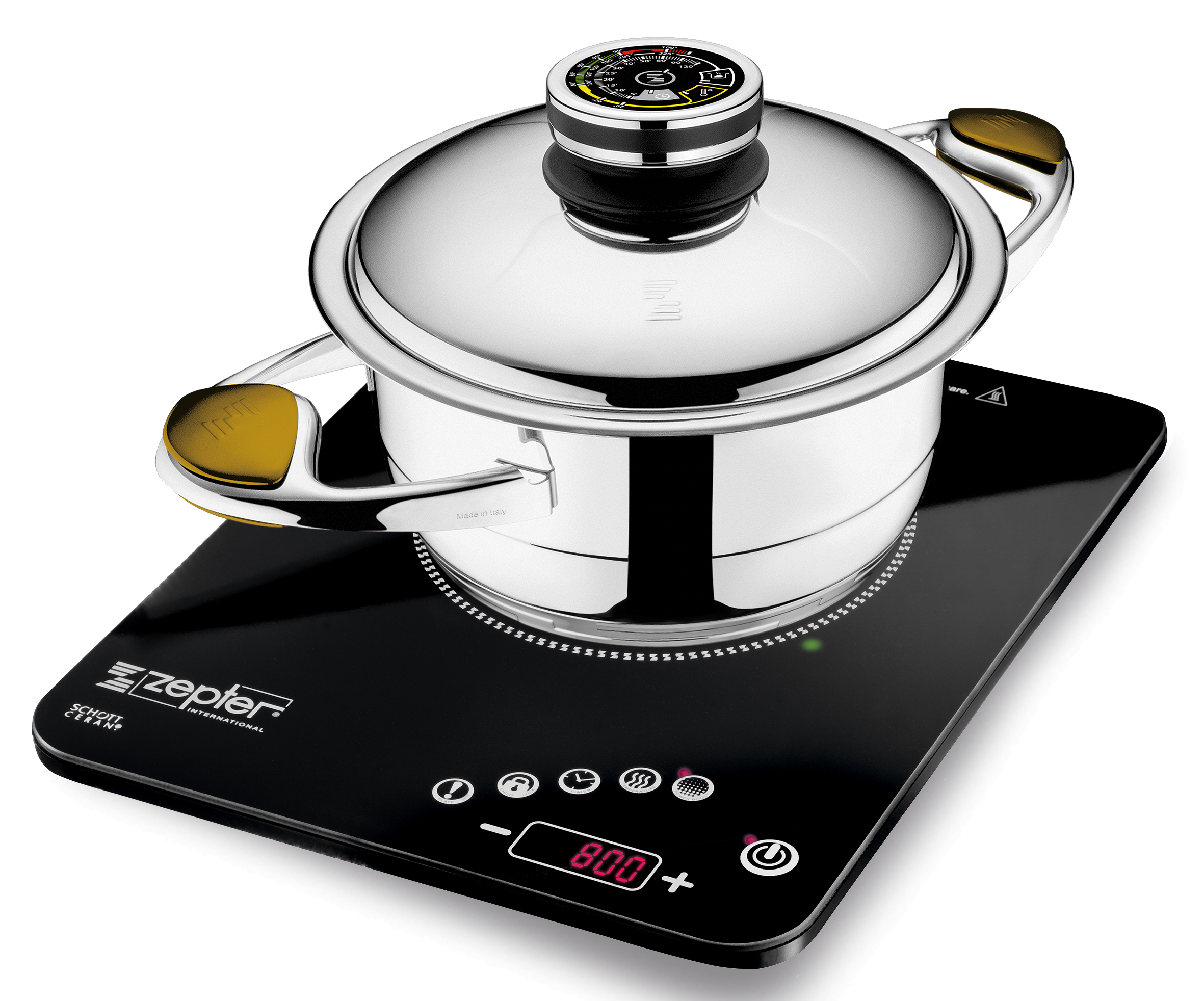 Sve Zepter Masterpiece posude imaju patentirano akutermalno dno, koje savršeno radi na novom Zepterovom indukcijskom kuhalu.